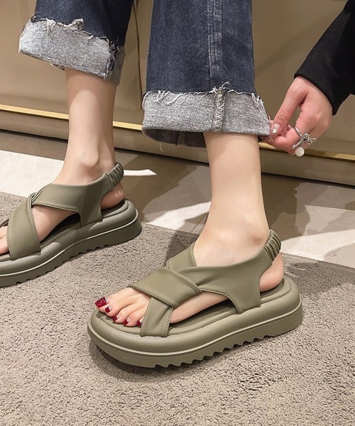 Miniministore（ミニミニストア）の「厚底サンダル クロスベルト 韓国 夏靴（サンダル・レディース・ホワイト/ブラック/カーキ・22.5cm/24.5cm/25.0cm/23.5cm/23.0cm/24.0cm）」の12枚目の写真