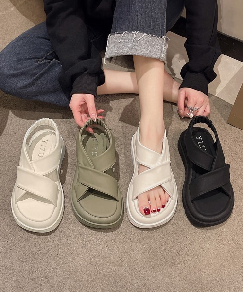 Miniministore（ミニミニストア）の「厚底サンダル クロスベルト 韓国 夏靴（サンダル・レディース・ホワイト/ブラック/カーキ・22.5cm/24.5cm/25.0cm/23.5cm/23.0cm/24.0cm）」の15枚目の写真