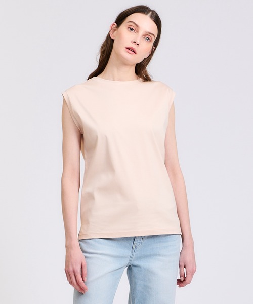 ESTNATION(エストネーション)の「ESTNATION / コットンスムーススビンノースリーブTシャツ(Tシャツ/カットソー・レディース・オフホワイト/ピンク/ベージュ/ネイビー/ブラック・FREE)」の17枚目の写真