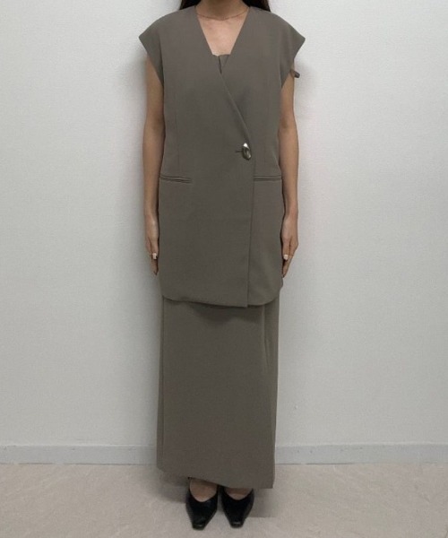 ZOZO限定】 back sheer gilet setup ・ decorative tulle tops