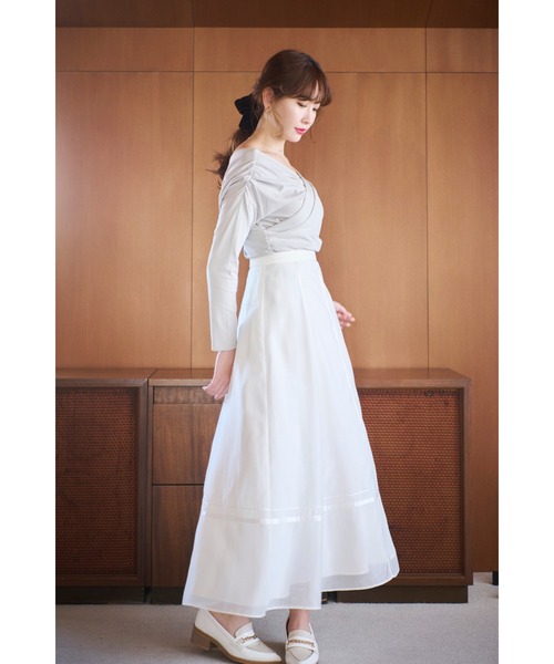 セール】Satin Trimming Organdy Skirt（スカート）｜Her lip to（ハー
