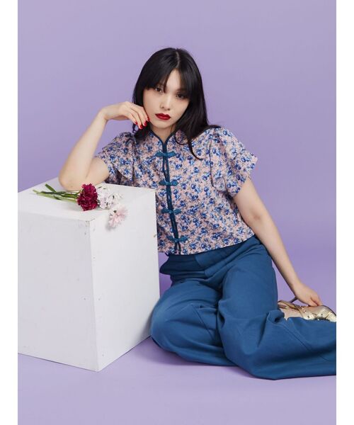 jouetie（ジュエティ）の「ハーフスリーブショルダーフリルショートチャイナシャツ（シャツ/ブラウス・レディース・ピンク/ブラック/ライトブルー/アイボリー・MEDIUM）」の14枚目の写真