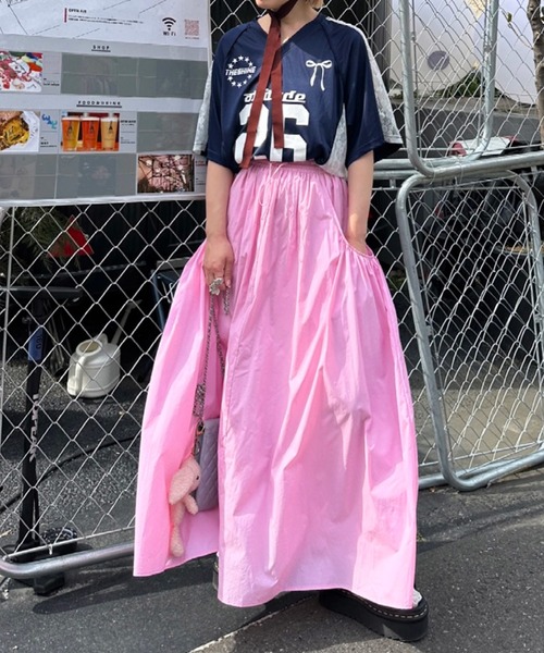 Alley by w closet（アリーバイダブルクローゼット）の「【Alley】ナイロンBIGポケットギャザースカート（スカート・レディース・ピンク/シルバー/オフホワイト/グリーン/ホワイト系その他・FREE）」の11枚目の写真