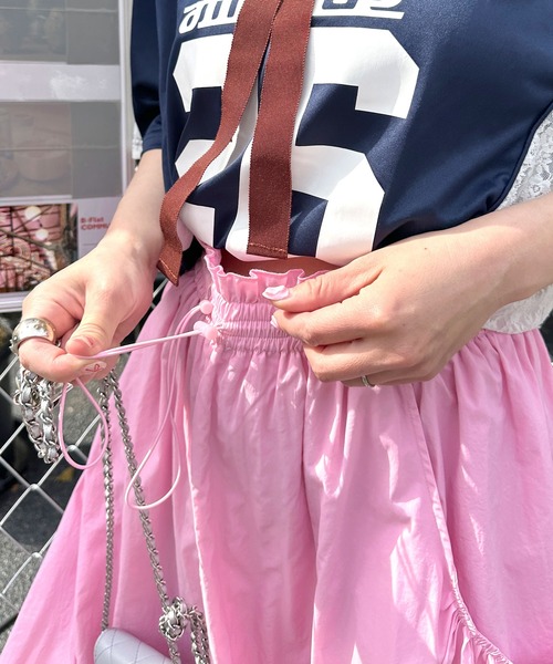 Alley by w closet（アリーバイダブルクローゼット）の「【Alley】ナイロンBIGポケットギャザースカート（スカート・レディース・ピンク/シルバー/オフホワイト/グリーン/ホワイト系その他・FREE）」の18枚目の写真