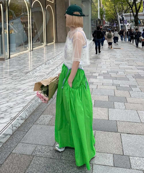 Alley by w closet（アリーバイダブルクローゼット）の「【Alley】ナイロンBIGポケットギャザースカート（スカート・レディース・ピンク/シルバー/オフホワイト/グリーン/ホワイト系その他・FREE）」の20枚目の写真