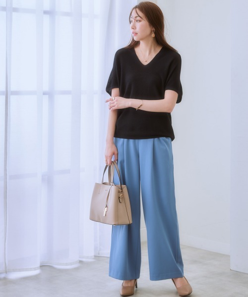 7days Life Styling（セブンデイズライフスタイリング）の「（接触冷感・毛玉になりにくい・ＵＶカット）綿混ドルマンＶネックニット（ニット/セーター・レディース・テラコッタ/シルバーグレー/グレイッシュベージュ/ブラック・S/M/L/LL）」の14枚目の写真