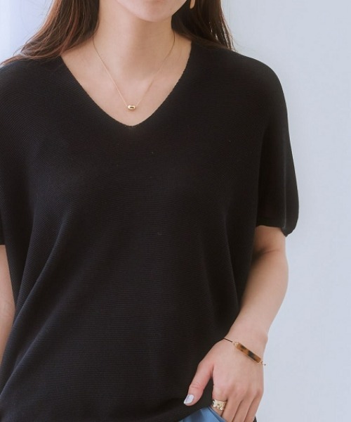 7days Life Styling（セブンデイズライフスタイリング）の「（接触冷感・毛玉になりにくい・ＵＶカット）綿混ドルマンＶネックニット（ニット/セーター・レディース・テラコッタ/シルバーグレー/グレイッシュベージュ/ブラック・S/M/L/LL）」の10枚目の写真