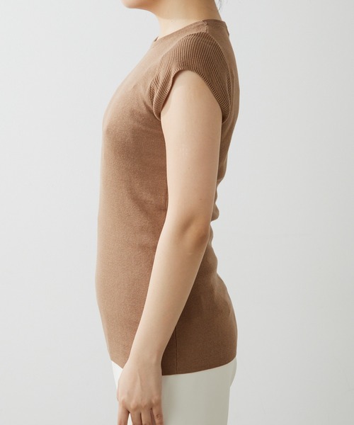 【完売品】ウィムガゼット　シルクリネンリブショートスリーブニット Whim Gazette（ウィムガゼット）の「シルクリネンリブショート