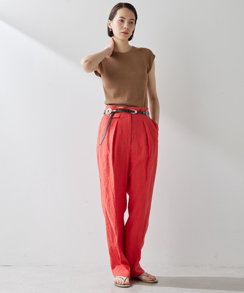 【完売品】ウィムガゼット　シルクリネンリブショートスリーブニット Whim Gazette(ウィム ガゼット)のシルクリネンリブショート