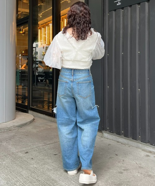 HELLO.SANFRANCISCO（ハローサンフランシスコ）の「【HELLO.SANFRANCISCO】キラキラ付シアービスチェ2WAYカーデ（カーディガン/ボレロ・レディース・ホワイト/ブラック・ONE SIZE）」の12枚目の写真