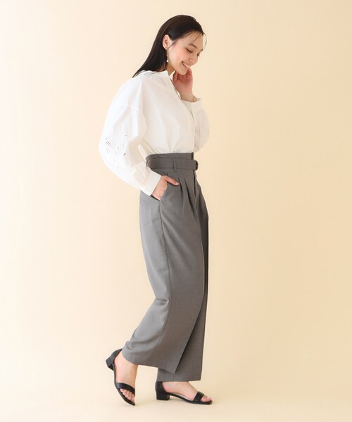 index（インデックス）の「◆ベルト付ツイルワイドストレートパンツ【洗濯機洗い可】（その他パンツ・レディース・ブラウン系その他/グレー/ナチュラル・36/38/40）」の20枚目の写真