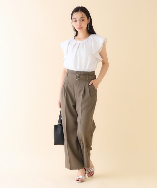 index（インデックス）の「◆ベルト付ツイルワイドストレートパンツ【洗濯機洗い可】（その他パンツ・レディース・ブラウン系その他/グレー/ナチュラル・36/38/40）」の6枚目の写真