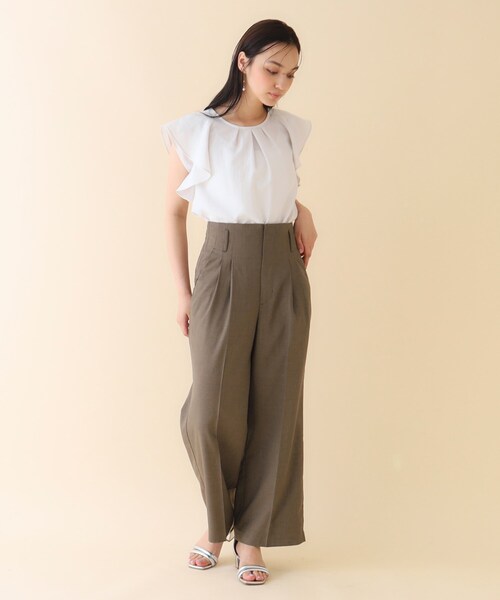 index（インデックス）の「◆ベルト付ツイルワイドストレートパンツ【洗濯機洗い可】（その他パンツ・レディース・ブラウン系その他/グレー/ナチュラル・36/38/40）」の7枚目の写真