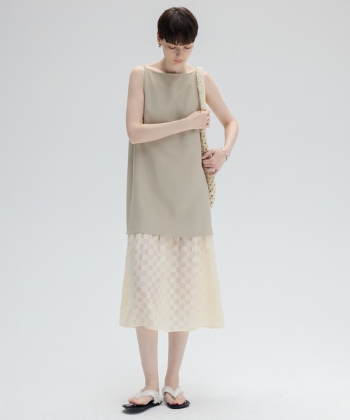 tageechita（タジチタ）の「【tageechita】レイヤードノースリーブワンピース（ワンピース・レディース・ブラック/ベージュ・S/M/L）」の13枚目の写真