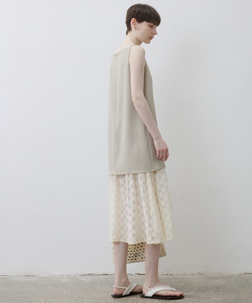 tageechita（タジチタ）の「【tageechita】レイヤードチェックストライプワンピース（ワンピース・レディース・ブラック/ベージュ・S/M/L）」の12枚目の写真