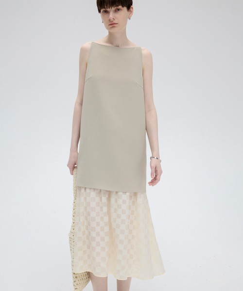 tageechita（タジチタ）の「【tageechita】レイヤードチェックストライプワンピース（ワンピース・レディース・ブラック/ベージュ・S/M/L）」の18枚目の写真