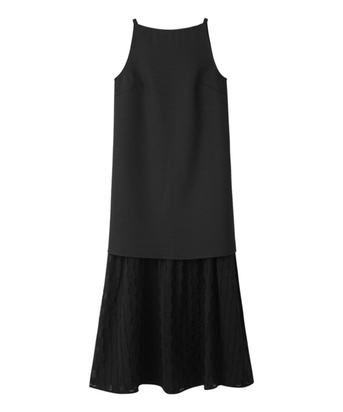 tageechita（タジチタ）の「【tageechita】レイヤードチェックストライプワンピース（ワンピース・レディース・ブラック/ベージュ・S/M/L）」の4枚目の写真