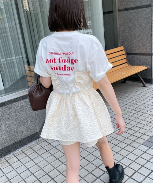 WEGO（ウィゴー）の「WEGO/バックデザインキャミチュニック（ワンピース・レディース・オフホワイト/ブラック・FREE）」の2枚目の写真