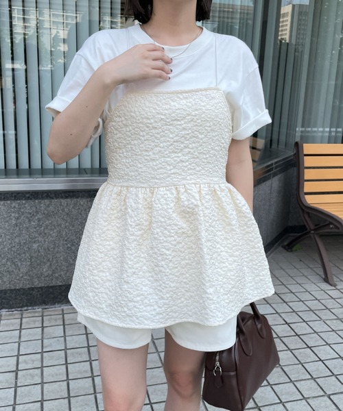 WEGO（ウィゴー）の「WEGO/バックデザインキャミチュニック（ワンピース・レディース・オフホワイト/ブラック・FREE）」の6枚目の写真