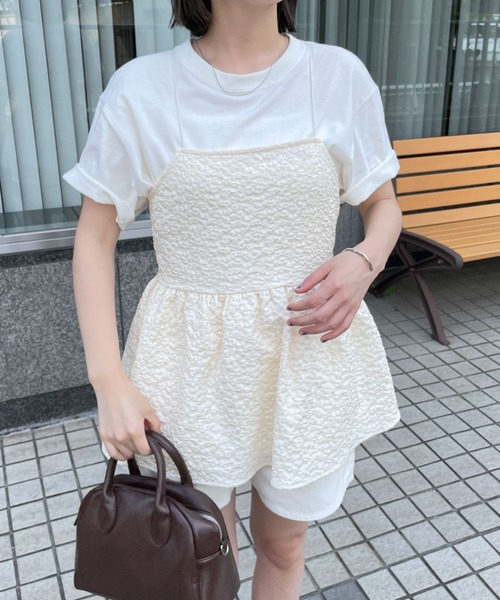 WEGO（ウィゴー）の「WEGO/バックデザインキャミチュニック（ワンピース・レディース・オフホワイト/ブラック・FREE）」の7枚目の写真