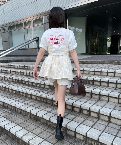 WEGO（ウィゴー）の「WEGO/バックデザインキャミチュニック（ワンピース・レディース・オフホワイト/ブラック・FREE）」の9枚目の写真