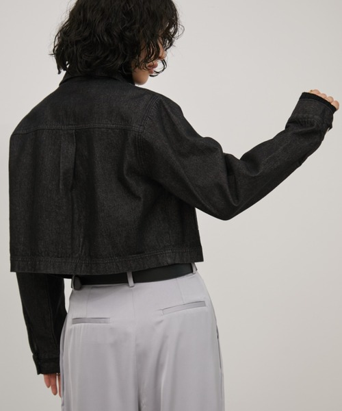 Aunt Marie's（アントマリーズ）の「デニムジップクロップドブルゾン（デニムジャケット・レディース・ブラック/ネイビー・FREE）」の5枚目の写真