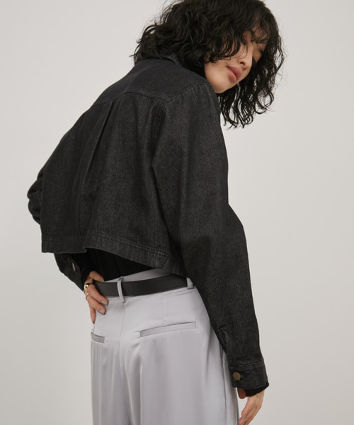 Aunt Marie's（アントマリーズ）の「デニムジップクロップドブルゾン（デニムジャケット・レディース・ブラック/ネイビー・FREE）」の12枚目の写真