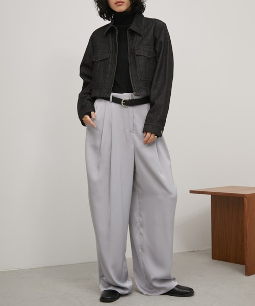 Aunt Marie's（アントマリーズ）の「デニムジップクロップドブルゾン（デニムジャケット・レディース・ブラック/ネイビー・FREE）」の13枚目の写真