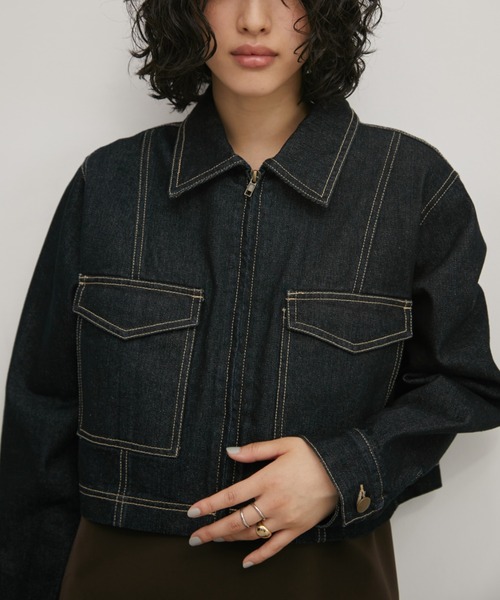 Aunt Marie's（アントマリーズ）の「デニムジップクロップドブルゾン（デニムジャケット・レディース・ブラック/ネイビー・FREE）」の20枚目の写真