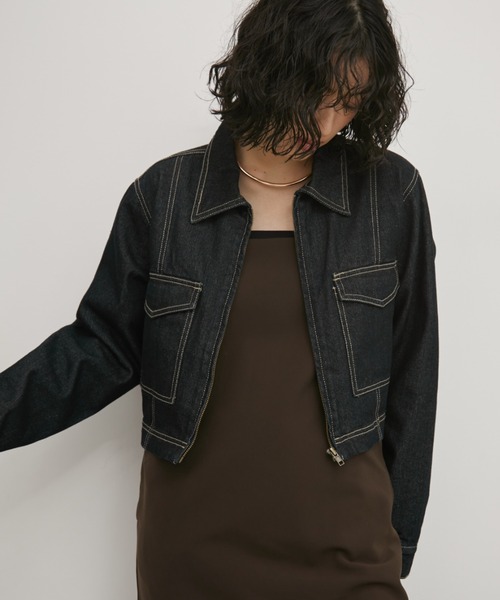 Aunt Marie's（アントマリーズ）の「デニムジップクロップドブルゾン（デニムジャケット・レディース・ブラック/ネイビー・FREE）」の22枚目の写真