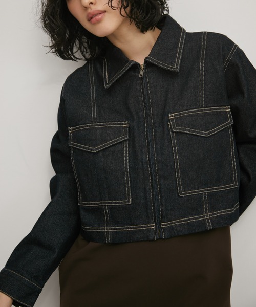 Aunt Marie's（アントマリーズ）の「デニムジップクロップドブルゾン（デニムジャケット・レディース・ブラック/ネイビー・FREE）」の19枚目の写真