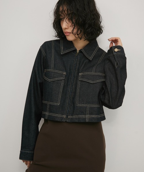 Aunt Marie's（アントマリーズ）の「デニムジップクロップドブルゾン（デニムジャケット・レディース・ブラック/ネイビー・FREE）」の18枚目の写真