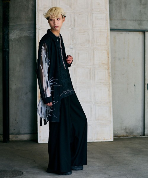 HARE（ハレ）の「【UNDERGROUND MODE】スミガラロングシャツ(HARE)（シャツ/ブラウス・メンズ・ホワイト/ブラック・FREE）」の5枚目の写真