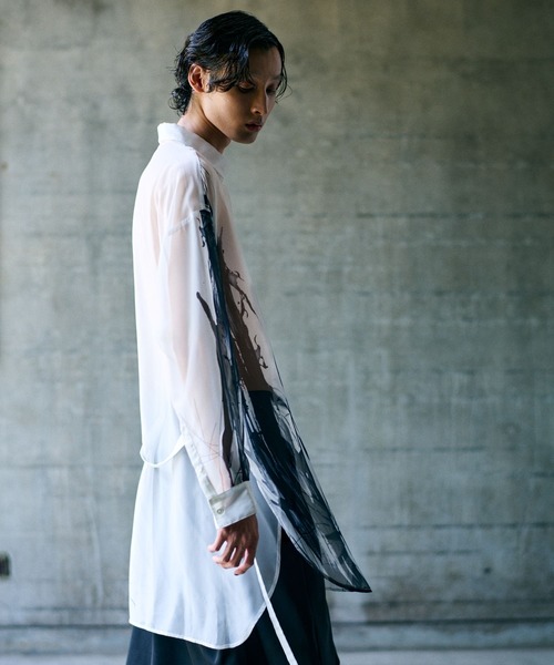 HARE（ハレ）の「【UNDERGROUND MODE】スミガラロングシャツ(HARE)（シャツ/ブラウス・メンズ・ホワイト/ブラック・FREE）」の13枚目の写真