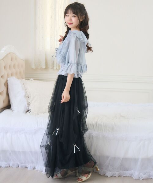 ems excite（エムズエキサイト）の「フリルリボンボレロSET（シャツ/ブラウス・レディース・ブラック/ブルー/ナチュラル・FREE）」の6枚目の写真