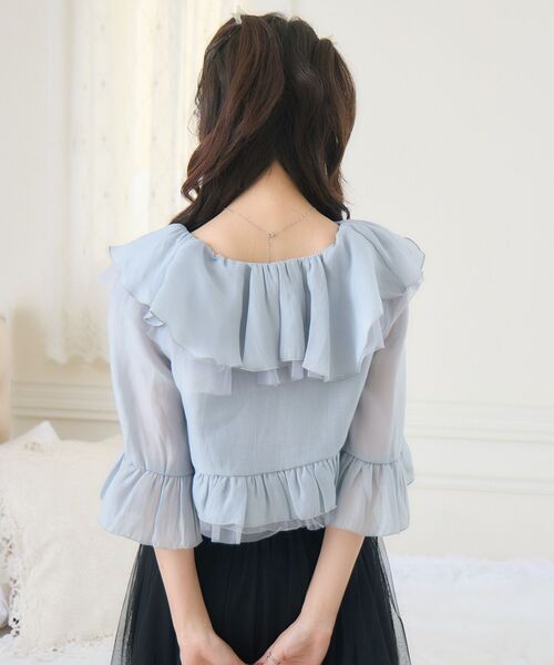 ems excite（エムズエキサイト）の「フリルリボンボレロSET（シャツ/ブラウス・レディース・ブラック/ブルー/ナチュラル・FREE）」の11枚目の写真