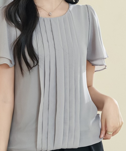 プリーツプリーズ半袖ラウンドネックTシャツ cjfj160458.jpg