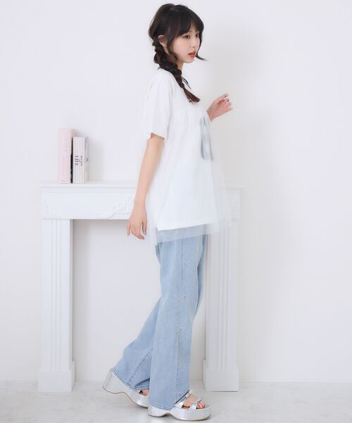 ems excite（エムズエキサイト）の「チュールユニフォームTEE（Tシャツ/カットソー・レディース・オフホワイト/ダークグリーン/ブラック・FREE）」の7枚目の写真