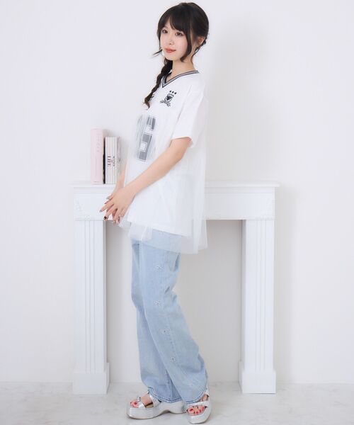 ems excite（エムズエキサイト）の「チュールユニフォームTEE（Tシャツ/カットソー・レディース・オフホワイト/ダークグリーン/ブラック・FREE）」の8枚目の写真