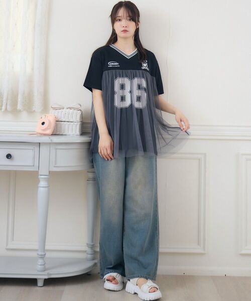 ems excite（エムズエキサイト）の「チュールユニフォームTEE（Tシャツ/カットソー・レディース・オフホワイト/ダークグリーン/ブラック・FREE）」の14枚目の写真
