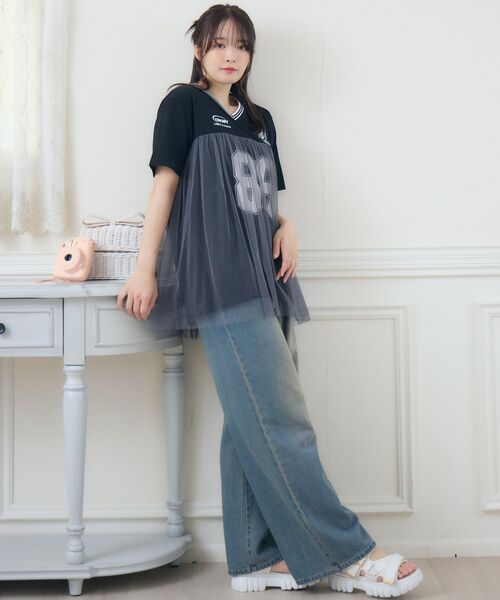 ems excite（エムズエキサイト）の「チュールユニフォームTEE（Tシャツ/カットソー・レディース・オフホワイト/ダークグリーン/ブラック・FREE）」の15枚目の写真