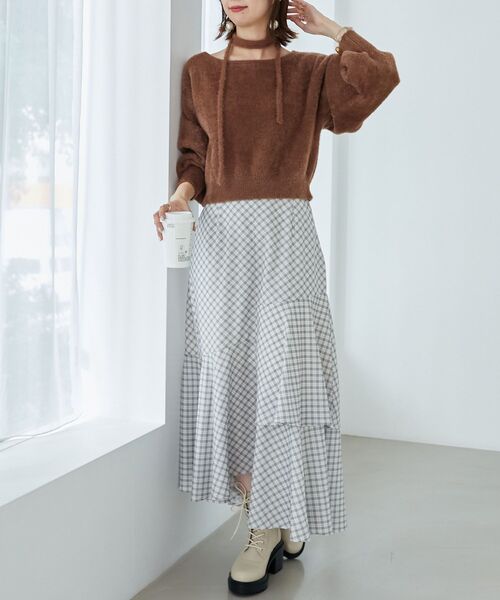 MAJESTIC LEGON（マジェスティックレゴン）の「チョーカーセットシャギーニット（ニット/セーター・レディース・チャコールグレー/アイボリー/ブルー系その他5/ピンク/ボルドー/モカ・MEDIUM）」の22枚目の写真