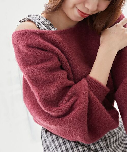 MAJESTIC LEGON（マジェスティックレゴン）の「チョーカーセットシャギーニット（ニット/セーター・レディース・チャコールグレー/アイボリー/ブルー系その他5/ピンク/ボルドー/モカ・MEDIUM）」の8枚目の写真