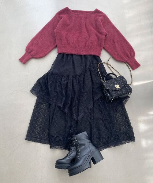 MAJESTIC LEGON（マジェスティックレゴン）の「チョーカーセットシャギーニット（ニット/セーター・レディース・チャコールグレー/アイボリー/ブルー系その他5/ピンク/ボルドー/モカ・MEDIUM）」の9枚目の写真