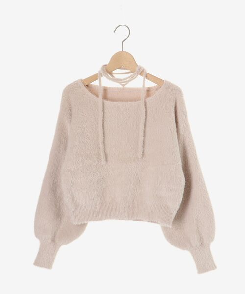 MAJESTIC LEGON（マジェスティックレゴン）の「チョーカーセットシャギーニット（ニット/セーター・レディース・チャコールグレー/アイボリー/ブルー系その他5/ピンク/ボルドー/モカ・MEDIUM）」の11枚目の写真