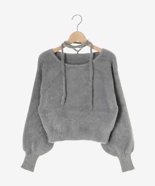 MAJESTIC LEGON（マジェスティックレゴン）の「チョーカーセットシャギーニット（ニット/セーター・レディース・チャコールグレー/アイボリー/ブルー系その他5/ピンク/ボルドー/モカ・MEDIUM）」の13枚目の写真