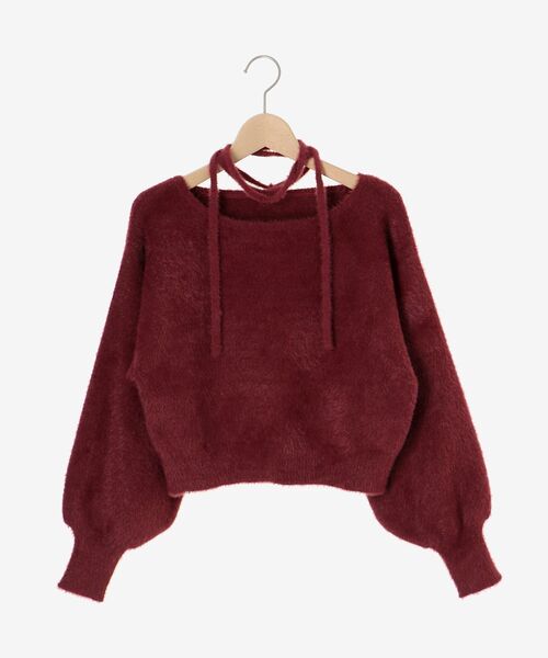 MAJESTIC LEGON（マジェスティックレゴン）の「チョーカーセットシャギーニット（ニット/セーター・レディース・チャコールグレー/アイボリー/ブルー系その他5/ピンク/ボルドー/モカ・MEDIUM）」の14枚目の写真