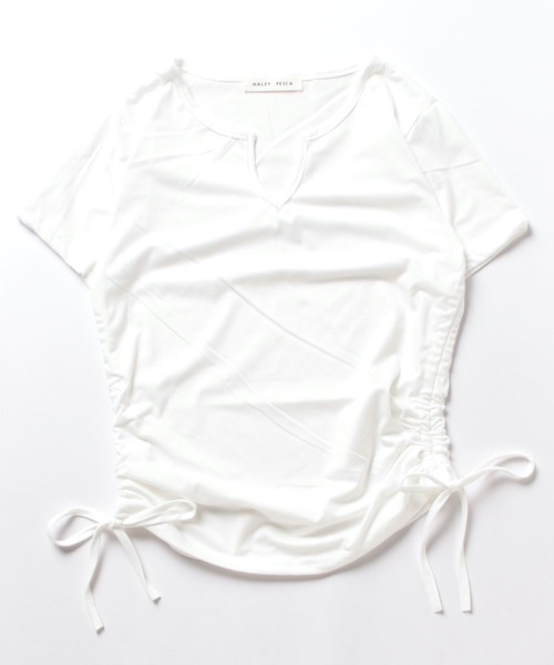 HALEY PESCA(ヘーリーペスカ)の「HALEY PESCA/シンプルサイドシャーリングTシャツ(Tシャツ/カットソー・レディース・グレー/ホワイト/ブラック/ピンク・LARGE/X-LARGE/MEDIUM)」の7枚目の写真