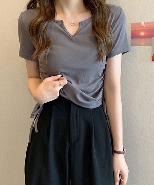 HALEY PESCA(ヘーリーペスカ)の「HALEY PESCA/シンプルサイドシャーリングTシャツ(Tシャツ/カットソー・レディース・グレー/ホワイト/ブラック/ピンク・LARGE/X-LARGE/MEDIUM)」の10枚目の写真