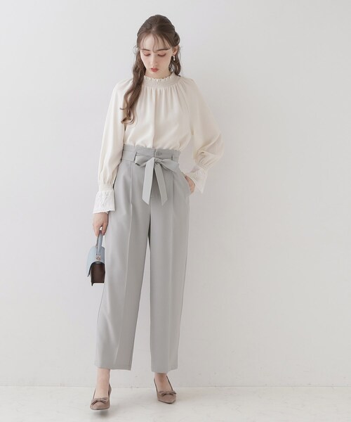 couture brooch(クチュールブローチ)の「◆【ほんのりハイウエスト・スッキリ見え】サス付きリボンワイドパンツ(その他パンツ・レディース・ライトグレー/ダークグレー/キャメル・42/38/36/40)」の14枚目の写真
